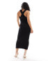 Фото #4 товара YAS knitted strap maxi dress in black - BLACK