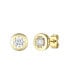 Фото #1 товара Sterling Silver 14k Gold Plated with 0.60ctw Lab Created Moissanite Solitaire Modern Bezel Stud Earrings