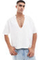 ASOS DESIGN oversized t-shirt with cut v-neck in white