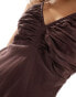 Фото #6 товара Ever New ruched bust detail midi dress in brown