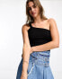 Cotton On one shoulder rib crop vest black