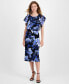 Women's Floral-Print Popover-Bodice Dress