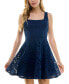 ფოტო #1 პროდუქტის Juniors' Square-Neck Fit & Flare Skater Dress