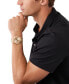 Фото #4 товара Часы и аксессуары Michael Kors Мужские часы Slim Runway Кварцевые Трехстрелочные Бежевые Из Нержавеющей Стали С Золотистым Тонированием 44 мм