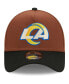 Фото #2 товара Men's Brown, Black Los Angeles Rams Harvest A-Frame Super Bowl LVI 9FORTY Adjustable Hat