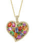 ფოტო #3 პროდუქტის EFFY® Multi-Gemstone (3-3/4 ct. t.w.) & Diamond (1/3 ct. t.w.) Heart Cluster 18" Pendant Necklace in 14k Gold