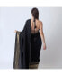 Women's Black Silk Pre-Stitched Saree with Jacquard Weave Border and Hand Embroidered Blouse