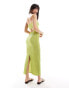 Фото #2 товара ASOS DESIGN textured bandeau midi dress with corsage in lime