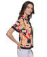 Фото #5 товара Women's Geo-Print Short-Sleeve Button-Front Top