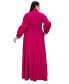 Фото #2 товара Plus Size Bella Donna Dress with Ribbon and Bishop Sleeves