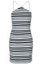 Topshop Womens Striped Sleeveless Cocktail Bodycon Mini Dress Black/White Size 6