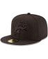 ფოტო #1 პროდუქტის Men's Detroit Lions Black on Black 59FIFTY Fitted Hat