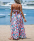 Women's Pink Abstract Sweetheart Twist & Keyhole Maxi Beach Dress