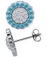 ფოტო #3 პროდუქტის Blue & White Cubic Zirconia Reverse Halo Stud Earrings, Created for Macy's