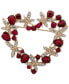 Gold-Tone Red Heart Wreath Pin