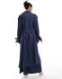 Extro & Vert trench coat in blue pinstripe co-ord