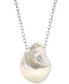 ფოტო #1 პროდუქტის Cultured Freshwater Baroque Pearl (13-15mm) 18" Pendant Necklace in Sterling Silver
