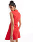 Фото #4 товара ASOS DESIGN bengaline high neck sleeveless mini dress with ruching detail in red