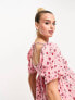 Фото #5 товара Wednesday's Girl Maternity puff sleeve ditsy floral print mini dress in pink