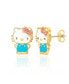 Sanrio Brass Flash Plated Enamel and Pink Crystals Stud Earrings