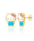 ფოტო #1 პროდუქტის Sanrio Brass Flash Plated Enamel and Pink Crystals Stud Earrings