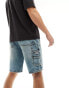 Фото #3 товара Guess Originals denim carpenter shorts in midwash blue