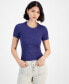 ფოტო #1 პროდუქტის Juniors' Crewneck Short-Sleeve Seamless Tee