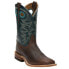 Фото #2 товара Justin Boots Austin 11 Inch Embroidery Square Toe Cowboy Mens Blue, Brown Casua