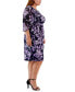Фото #6 товара Plus Size Floral-Print 3/4-Sleeve Faux-Wrap Dress