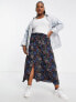 Фото #4 товара Simply Be side split midi skirt in black mixed floral
