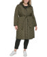 Фото #1 товара Women's Plus Size Hooded Belted Quilted Coat