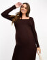 Cotton On Maternity long sleeve midi dress in brown