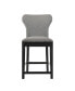 2-Piece Asian Hardwood Upholstered Solid Back Counter Height with Nail head Trim Stools Set