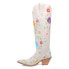 Dingo Flower Power Embroidered Floral Snip Toe Cowboy Womens White Casual Boots