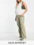 Фото #1 товара ASOS DESIGN Maternity minimal cargo trouser in khaki with contrast stitching
