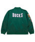 Фото #3 товара Men's Green Distressed Milwaukee Bucks Hardwood Classics Vintage-Like Logo Full-Zip Bomber Jacket