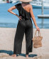 Фото #4 товара Women's Black Ruffled One-Shoulder Jumpsuit