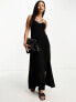 Фото #4 товара ASOS DESIGN linen cupped maxi slip sundress with cut out back in black