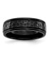 ფოტო #1 პროდუქტის Stainless Steel Polished Hammered Black IP-plated 7mm Band Ring