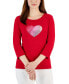ფოტო #1 პროდუქტის Women's Gem Heart Graphic Pullover Top, Created for Macy's
