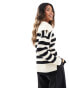 In The Style half zip jumper in stone and black stripe