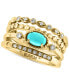 ფოტო #3 პროდუქტის EFFY® Turquoise & Diamond (1/6 ct. t.w.) Multirow Ring in 14k Gold