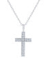 ფოტო #1 პროდუქტის Diamond Double Row Cross 18" Pendant Necklace (1/4 ct. t.w.) in 14k White Gold