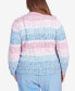 Фото #2 товара Plus Size Swiss Chalet Space Dye Chenille Stripe Mock Neck Sweater