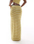 ASOS DESIGN Dawn knit beach skirt with hardware in cream & green stripe