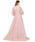 Women's Long Sleeve Lace Gown with Removable Over Skirt