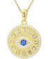 Cubic Zirconia & Lab-Grown Blue Spinel (1/20 ct. t.w.) Evil Eye Disc 18" Pendant Necklace in 14k Gold-Plated Sterling Silver