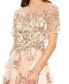 Фото #3 товара Women's Embellished Illusion Neck and Sleeves A Line Gown