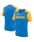 Фото #1 товара Men's Heathered Powder Blue, Heathered Gold Los Angeles Chargers Color Block Team Name T-shirt