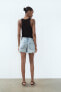 TRF CURVED HIGH-WAIST RIPPED DENIM SHORTS